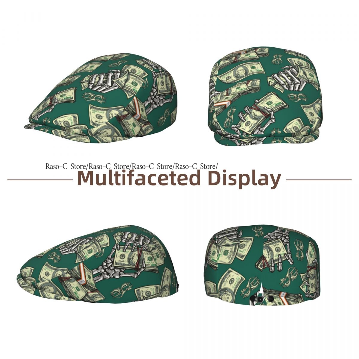 Vintage Money Skulls Men Women - Newsboy Cap Ivy recension och pris